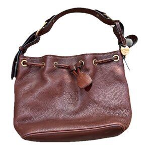 Vintage Dooney & Bourke Dark Brown Leather Drawstring Shoulder Bag Purse